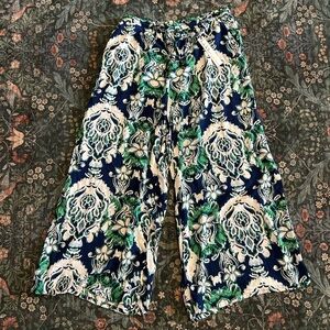 NWT Nicole Miller New York Boho Printed Lightweight Pull On Pants